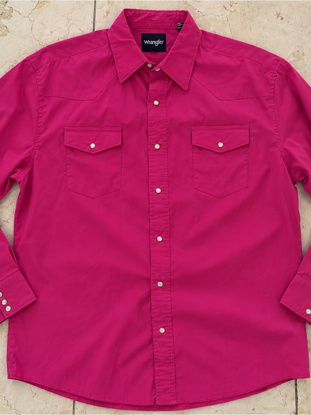 Wrangler Men's Bright Fuchsia Button-Down Western Shirt
